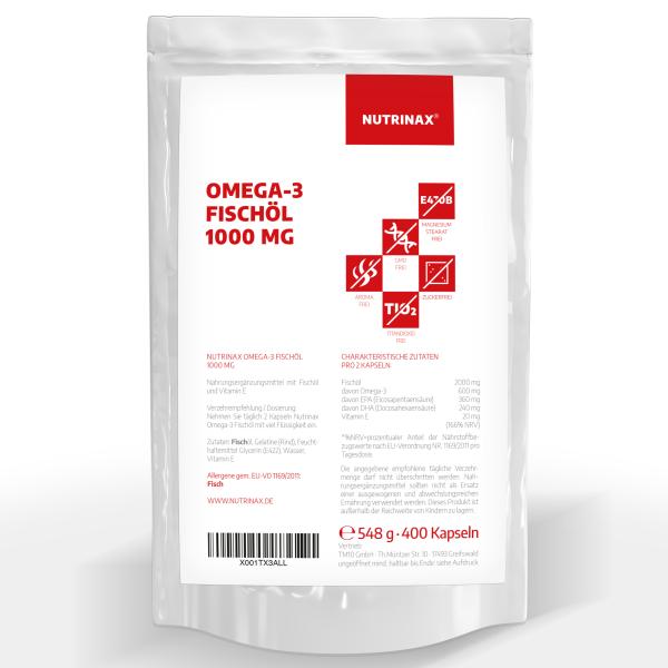 Omega-3 Fischöl 1000mg 400 Kapseln
